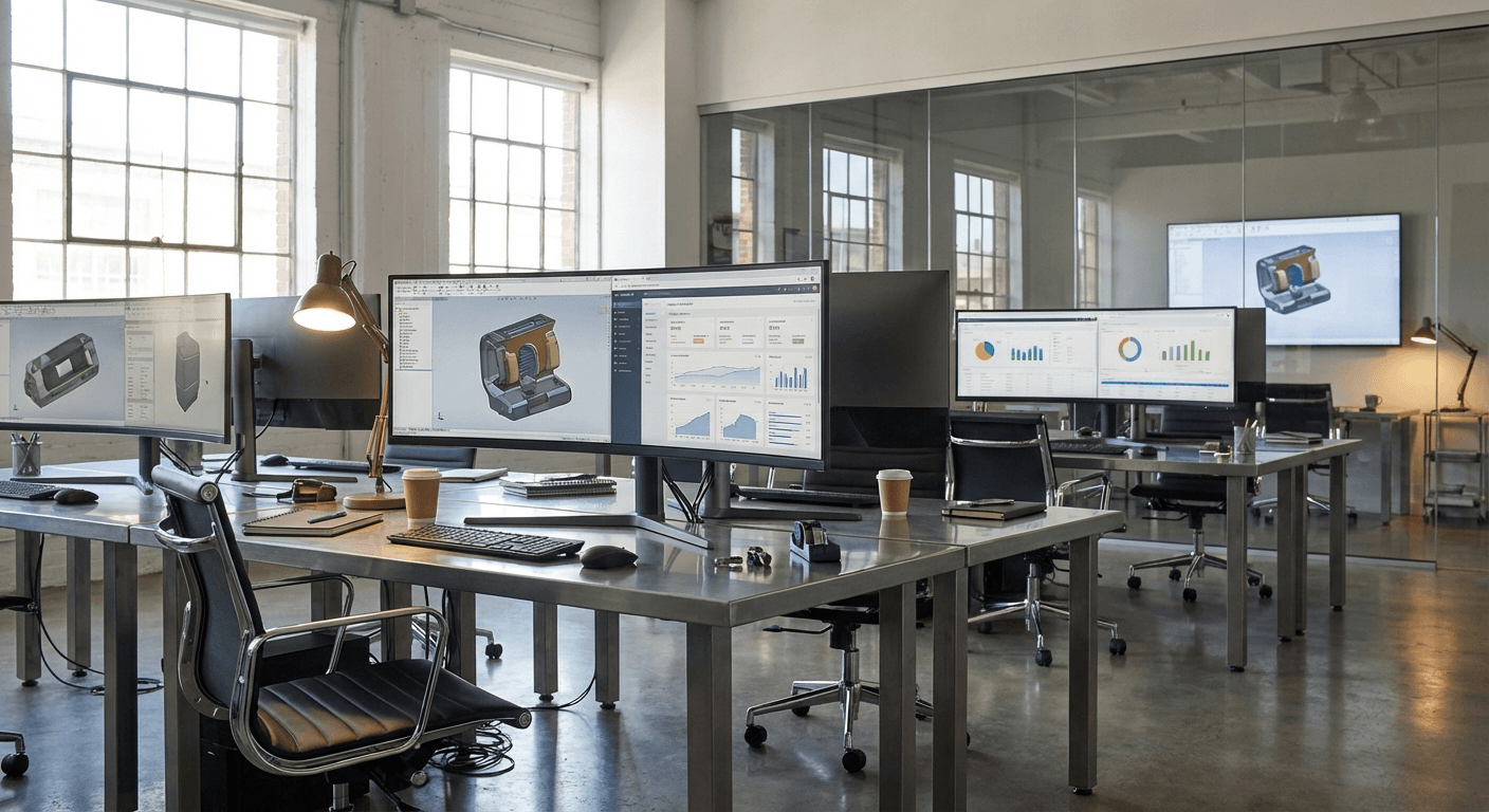 CAD automation command center generated with Gemini image model
